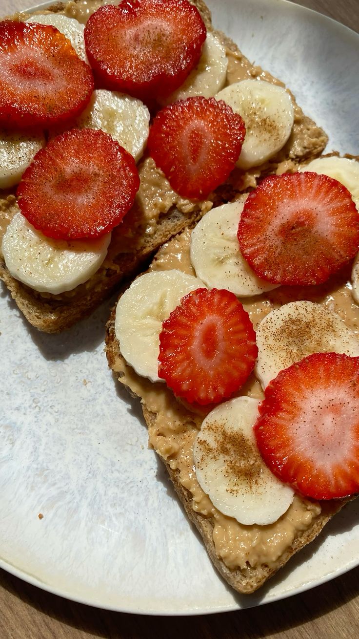 Crunchy Peanut Butter with Strawberries Banana and Maple Syrup Sourdough