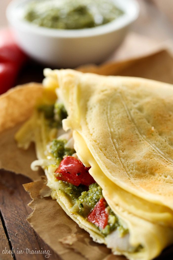 Roasted Chicken Pesto Crepe