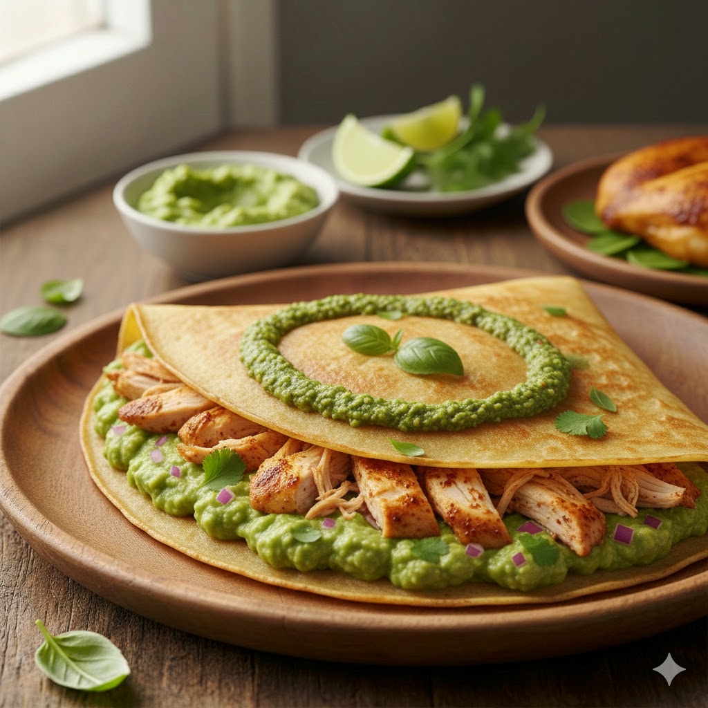 Roasted Vegetable & guacamole Crepe