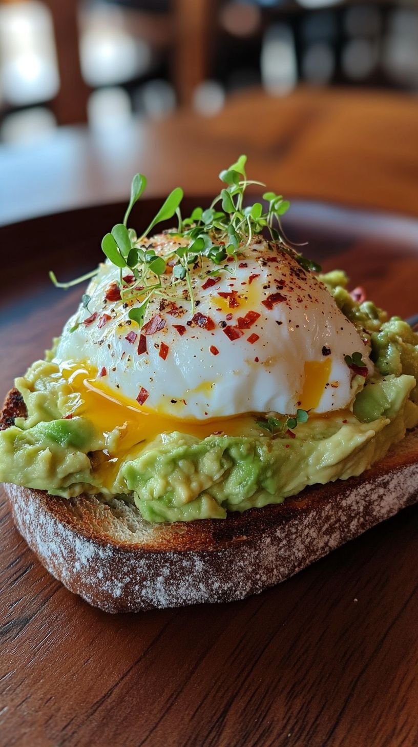 Smashed Chilli Avocado & Poached Eggs Sourdough