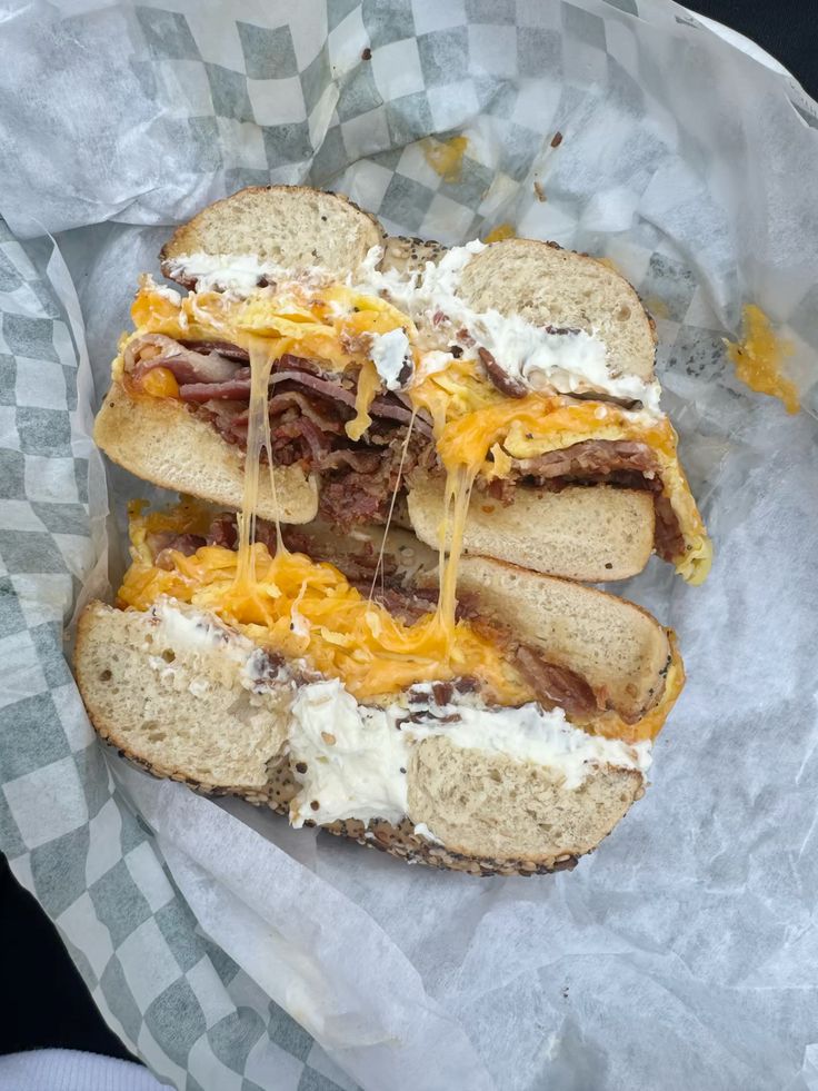 Salt beef melt bagel